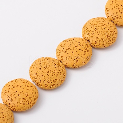 Lentil Dyed Synthetic Lava Rock Beads Strands G-N0103-13-1