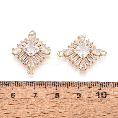 Brass Pave Clear Cubic Zirconia Connector Charms KK-N284-11G-1