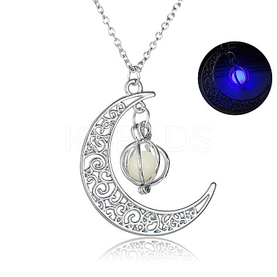Alloy Resin Moon Pumpkin Pendants Necklaces LS-NJEW-S417-01C-1