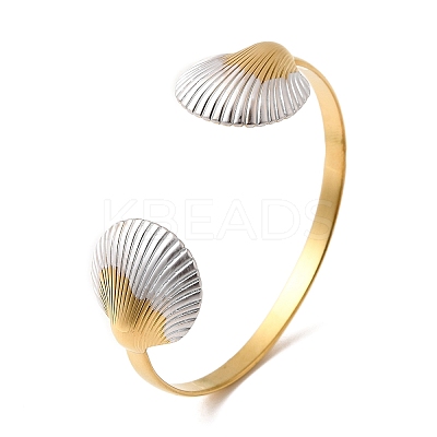 304 Stainless Steel Cuff Bangles for Women BJEW-F509-01G-1