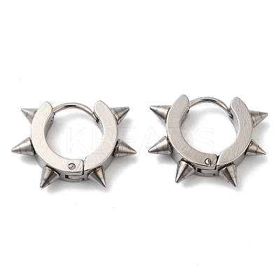 Tarnish Resistant 201 Stainless Steel Spike Hoop Earrings with 304 Stainless Steel Pins EJEW-A098-04P-1