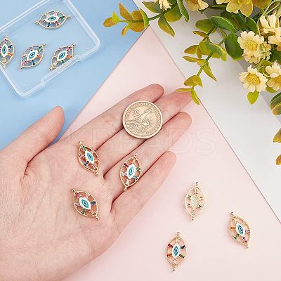 10Pcs Brass Colorful Cubic Zirconia Connector Charms FIND-HY0001-23-1