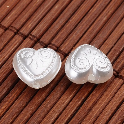Heart Imitation Pearl Acrylic Beads X-OACR-L004-2239-1