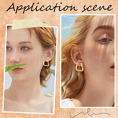 3Pairs Ion Plating(IP) 304 Stainless Steel Trapezoid Hoop Earrings for Women EJEW-BBC0001-40-1