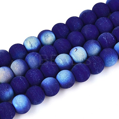Frosted Opaque Glass Beads Strands GLAA-T032-P6mm-MBB03-1