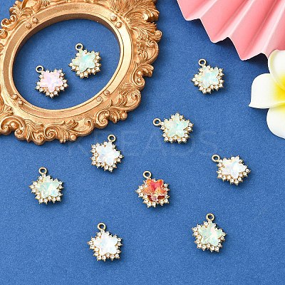 10Pcs Alloy Glass Pendants FIND-YW0010-02-1