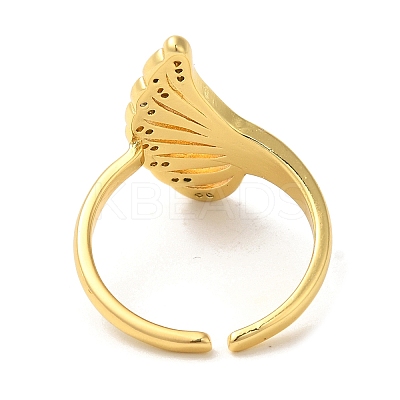 Fan Brass Micro Pave Clear Cubic Zirconia Open Cuff Rings RJEW-U008-26G-1