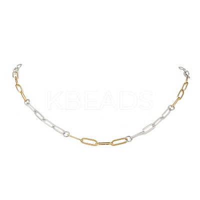 4MM Two Tone 304 Stainless Steel Paperclip Chain Necklaces NJEW-JN05625-1
