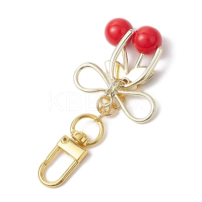 Alloy Enamel Cherry Pendant Decorations HJEW-JM02681-1