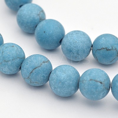 Synthetic Turquoise Round Beads Strands G-D658-4mm-1