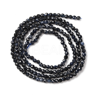 Natural Black Sapphire Beads Strands G-P625-2mm-01-1
