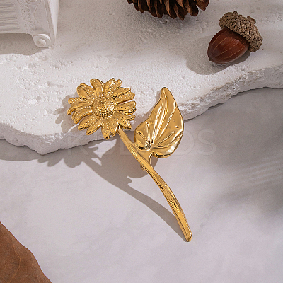 Sunflower 304 Stainless Steel Brooches NK4193-1