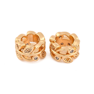 Brass Micro Pave Clear Cubic Zirconia European Beads KK-Z066-12G-1