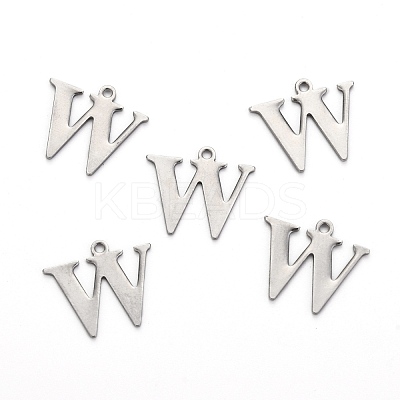 Tarnish Resistant 304 Stainless Steel Alphabet Charms STAS-H122-W-P-1
