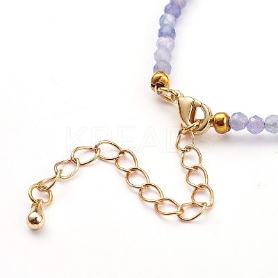 Faceted Natural Tanzanite Beaded Bracelets for Women BJEW-JB05928-01-1