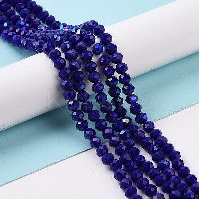 Electroplate Opaque Solid Color Glass Beads Strands X1-EGLA-A034-P4mm-L12-1