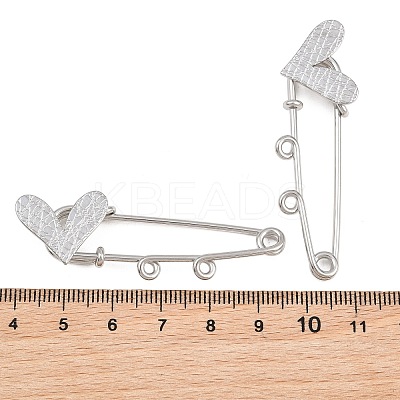 Crisscross Heart 304 Stainless Steel Safety Pins Brooch Findings SA-CBA098D-15E-P02-1