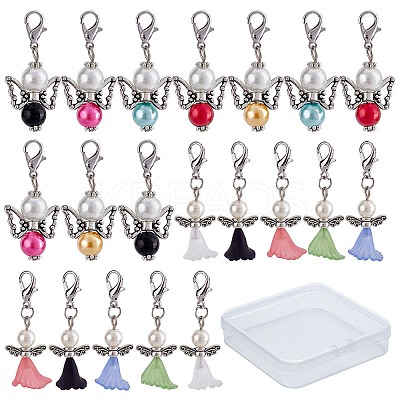 40Pcs 2 Styles Acrylic & Alloy Pendants FIND-SC0001-53-1