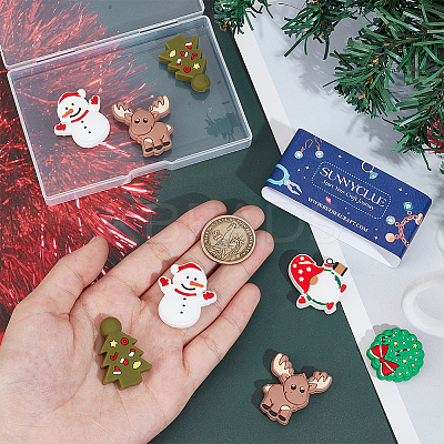 10Pcs 5 Styles Christmas Theme Food Grade Eco-Friendly Silicone Focal Beads SIL-SC0001-93-1