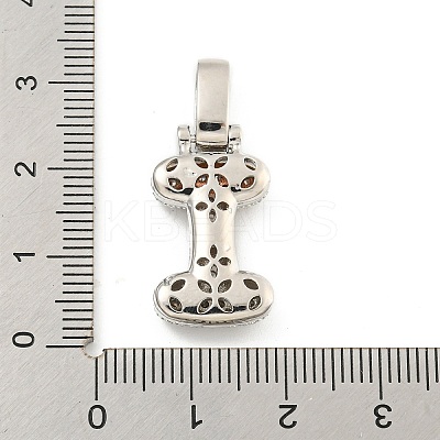 Brass Micro Pave Clear Cubic Zirconia Pendants KK-B099-01P-I-1