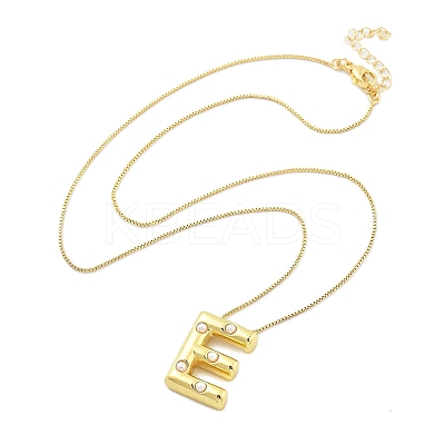 Brass & Plastic Pearl Letter Pendant Box Chain Necklaces for Women NJEW-U017-01G-05-1
