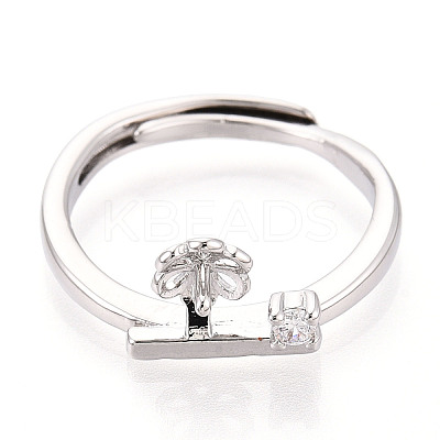 Flower Brass Micro Pave Cubic Zirconia Cup Peg Ring Settings KK-N274-31P-1