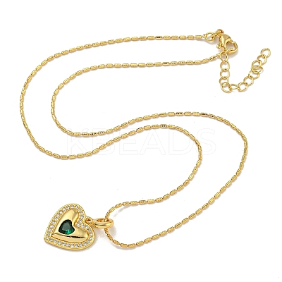 Brass Pave Cubic Zirconia Peach Heart Pendant Necklaces for Women LS-NJEW-Q346-03G-01-1