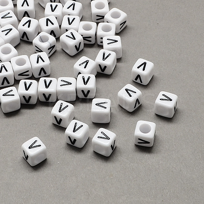 Large Hole Acrylic Letter European Beads SACR-Q103-7mm-01V-1
