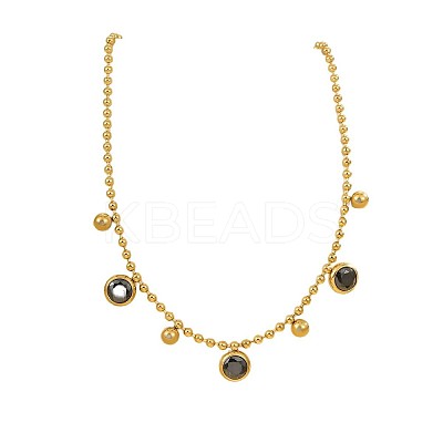 304 Stainless Steel Pave Cubic Zirconia Flat Round Charm Anklets FS-WG00298-03-1