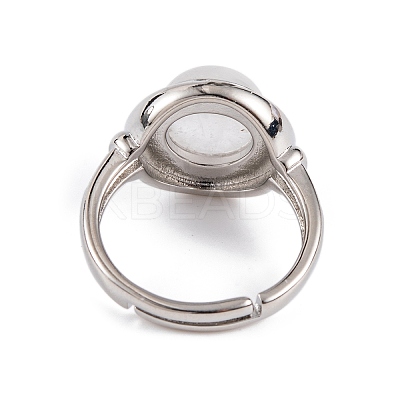 Natural Quartz Crystal Round Adjustable Rings RJEW-K271-04P-07-1