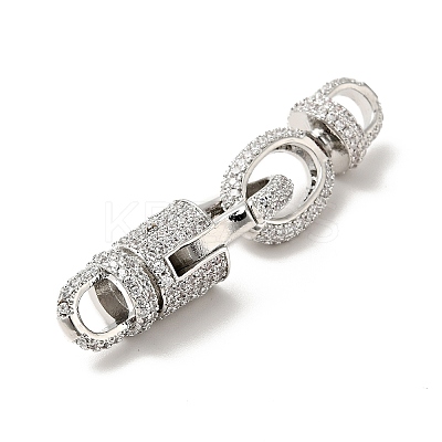 Brass Micro Pave Clear Cubic Zirconia Interlocking Clasps KK-J301-01P-1