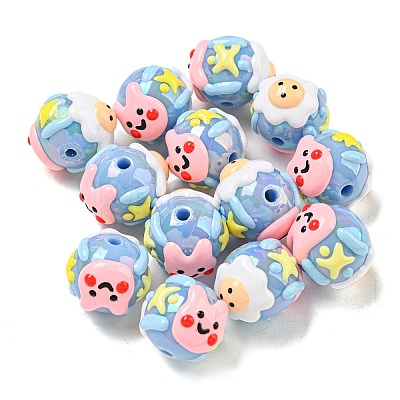 Hand Painted Acrylic with Enamel Beads MACR-D031-05D-1