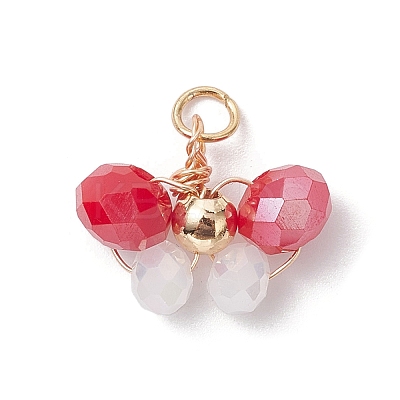10Pcs 10 Colors Glass Beaded Pendants PALLOY-JF02583-1