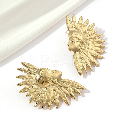 201 Stainless Steel Sun Stud Earrings EJEW-D084-13G-1