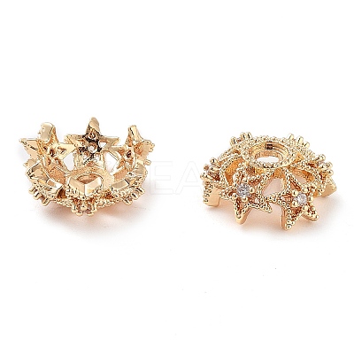Brass Micro Pave Clear Cubic Zirconia Bead Caps KK-U028-01G-1