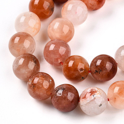 Natural Red Hematoid Quartz Beads Strands G-T140-10mm-01-1