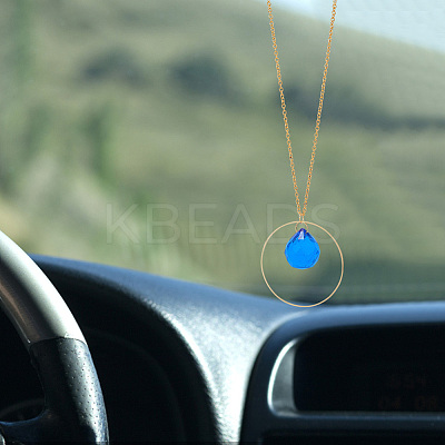8Pcs Glass Teardrop Pendant Decorations HJEW-PH01772-1