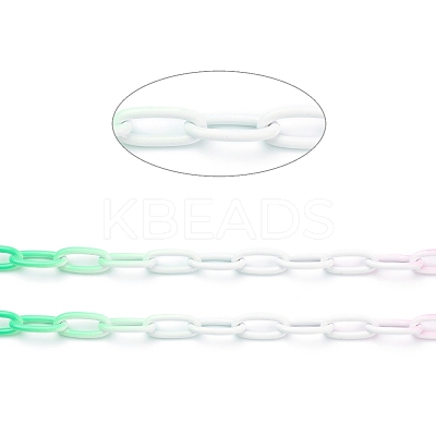 Eco-friendly Spray Painted Handmade Brass Paperclip Chains KK-J276-18-P17-1