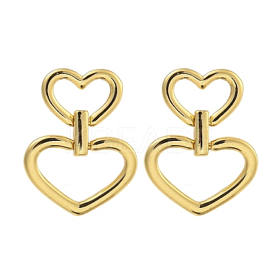Rack Plating Hollow Heart Brass Stud Earrings EJEW-C116-05G-1