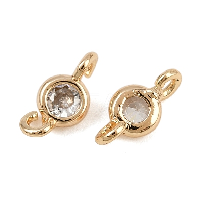 Brass Pave Clear Cubic Zirconia Connector Charms KK-H078-09C-G-1