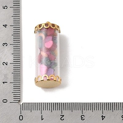 Glass Tube with Natural & Synthetic Mixed Gemstone Chip Beads Inside Pendants LS-FIND-B054-01G-04-1