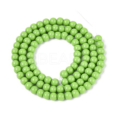 Opaque Solid Color Glass Beads Strands GLAA-N058-6mm-A01-1