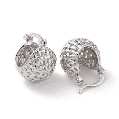 Brass Basket Hoop Earrings for Women EJEW-G315-09P-1