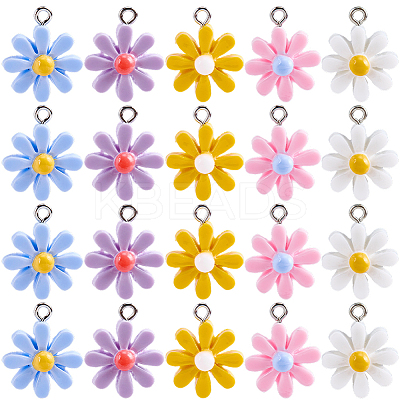 50Pcs 5 Colors Opaque Resin Pendants RESI-SC0036-55-1
