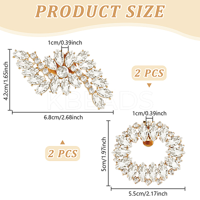 4Pcs 2 Styles Alloy Rhinestone Shoe Decoration DIY-FG0004-73-1