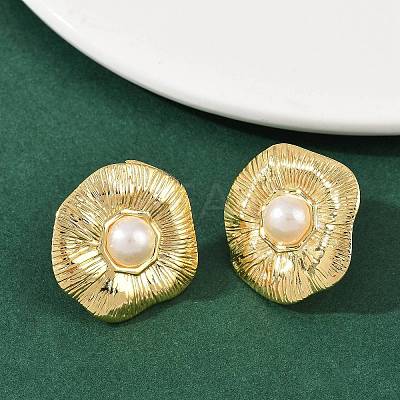 304 Stainless Steel ABS Plastic Pearl Stud Earrings STAS-D368-01C-G-1