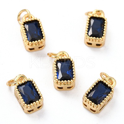 Real 18K Gold Plated Brass Inlaid Cubic Zirconia Charms ZIRC-L100-075G-05-1