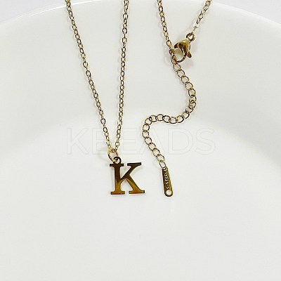304 Stainless Steel Letter Pendant Necklaces NJEW-WH0027-26K-G-1