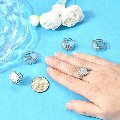 Tarnish Resistant Stainless Steel Cuff Ring Findings X-PW-WG67428-05-1