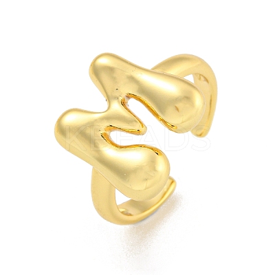 Brass Letter Open Cuff Rings for Women RJEW-G313-01M-G-1